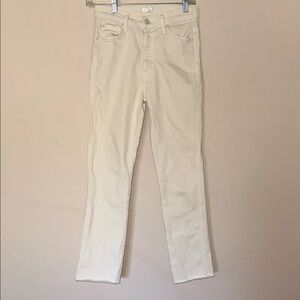 MOTHER Size 26 Rascal Ankle Fray Eggnog Skinny High-Rise Jeans
